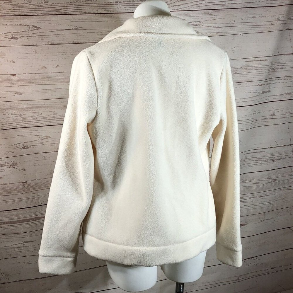 Merona Womens  Size L Full Zip Knit Sweater Jacket Fleece Ivory White Coat - Picture 2 of 12
